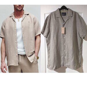 Psycho Bunny | Windcrest Linen Blend Short Sleeve Shirt In Jute